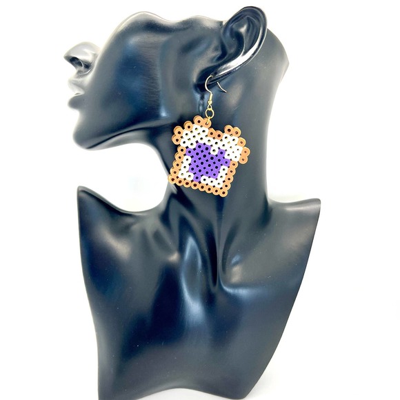8-Bit Toast Earrings - PB&J Earrings - Peanut Butter Jelly Toast - Butter Toast - Picture 9 of 10